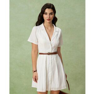 Rihoas white button up mini dress
